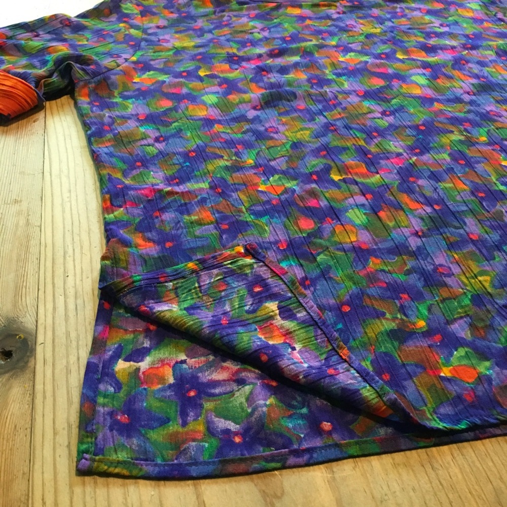 Vintage Carole Little Multicolor Floral Print Short Sleeve Top - Picture 10 of 12